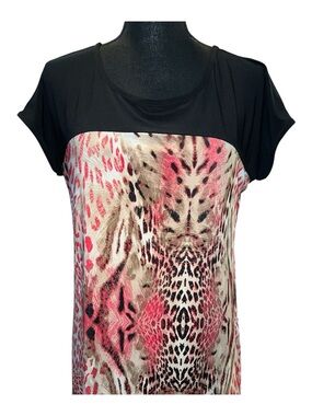 Elie McCarthy black upper section and mixed animal print pattern Short sleeve